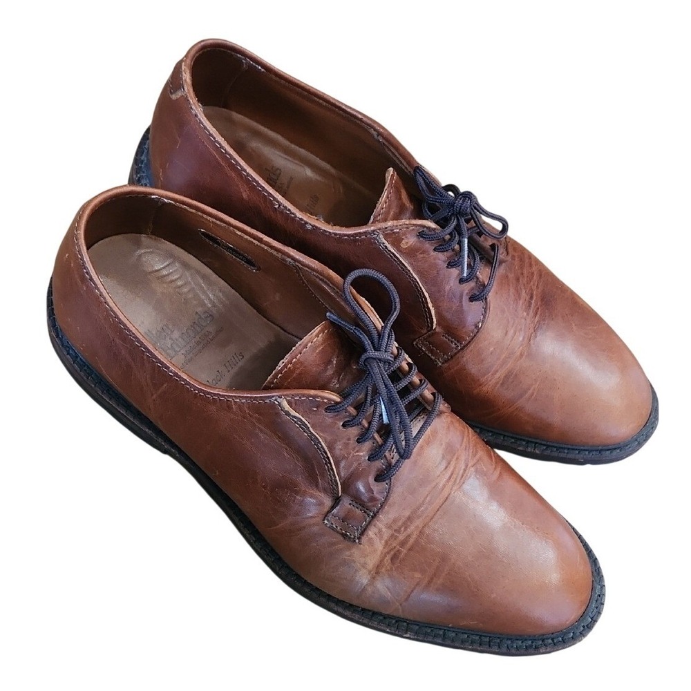 Allen Edmonds Mens Black‎ Hills 2995 Brown Plain Toe Oxford Derby Preppy Shoes 9